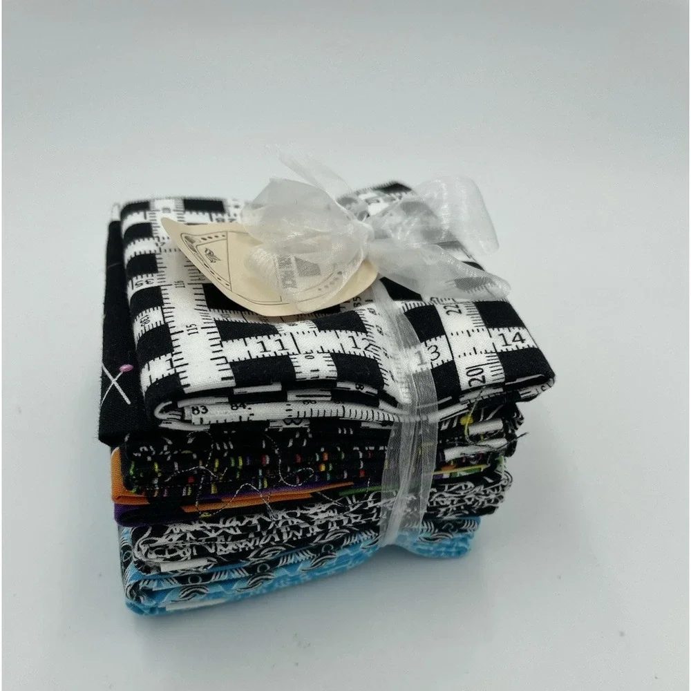 Benartex Sewing Prints 10 Fat Quarters Cotton Fabric Blues Black - New‎ Bundle